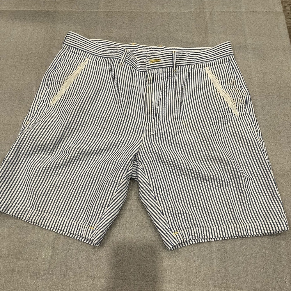 Robert Graham Hawkes Ball Seersucker Shorts 36 Classic Fit Blue Preppy Gingham